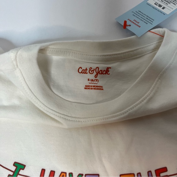 Cat & Jack Cream Long Sleeve Graphic Cotton Blend Shirt Unisex New! - Picture 3 of 9